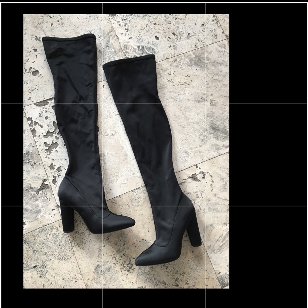 Black Sock Tight Knee-high Boots